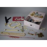 A Box Containing Various Costume Jewellery, Brooches etc