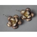 A Pair of Large Silver Floral Drop Earrings