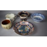 A Collection of 19th Century and Later Ceramics to Feature Masons Ironstone Raised Bowl/Urn In the