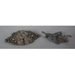 A Silver Continental Brooch Embossed with Vines and Grapes Together with a Silver, Marcasite and