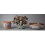 A Collection of Oriental Items to Include Planter Hanging Applied Decoration on Pink Ground, Chinese