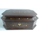A Modern Brass Inlaid Mahogany Jewellery Box with Hinged Lid to Inner Removable Tray, 31.1cm Wide