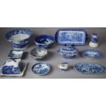 A Collection of 19th Century and Later Blue and White Ceramics to Include Large Adams Transfer