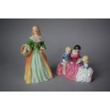 A Gainsborough Figurine, Nell Gwynne and a Royal Doulton Figure Group The Bed Time Story HN2059