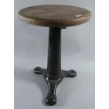 A Vintage Circular Topped Iron Based Singer Sewing Machine Stool, 31cm Diameter