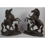 A Pair of Spelter Marley Horse Figures, 40cm high
