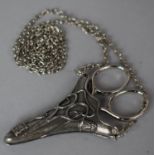 A Miniature White Metal Art Nouveau Style Scissor case Containing Scissors on Chain