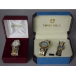 A Castle Quartz Wrist Watch in Box Together with a Swiss Hills Wrist Watch Set