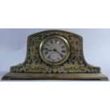 An Early 20th Century Brass Cased Mantle Clock with Clockwork Movement, 19.5cm Wide