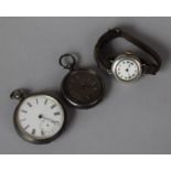 An Early 20th Century Silver Wrist Watch with Original Strap and Silver Clasp, Birmingham 1917