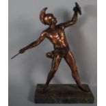 A Large Copper Effect Grand Tour Figure of Achilles Set on Marble Plinth, 36.5cm high