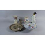 A Collection of Various Poole Vases and Bird Ornaments,(Two Pieces AF)