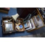 A Collection of Various Framed Prints, Photographs and Tapestry, Box of Sundries, Tapestry Wall