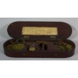 A 19th Century French Mahogany Cased Set of Jewellery Scales with Weights, Case 17cm Long