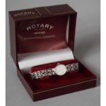 A Silver Ladies Rotary Wrist Watch with Box and Guarantee