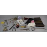 A Collection of Various Scissors, Kneedlecases, Sewing Accessories, Manicure Tools etc