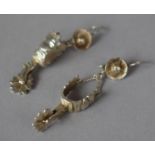 A Pair of Silver Novelty Earrings in the Form of Spurs and Cowboy Hats, Stamped 925