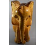 A Modern Carved Wooden Section of Tree Trunk to Form a Stool in the Form of an Elephant, 61cm High