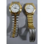 Two Gents Gilt and Stainless Steel Wrist Watches