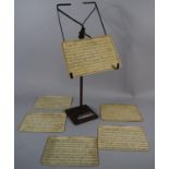 A French Music Stand with Collection of Cards, Rise and Fall Mechanism, Square Plinth Base, 10cm