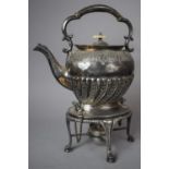 An Edwardian Silver Plated Spirit Kettle on Stand, Complete with Burner, 34cm High