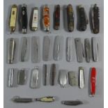 A Collection of 29 Various Advertising and Vintage Penknives, Multi Tool Knives etc