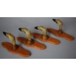 A Set of Four Wall Mounting Taxidermy Coat Hooks in the Form of Deer Hooves, 24cm High