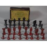 A Vintage Lead Chess Set, The Rose Chess, In Original Box