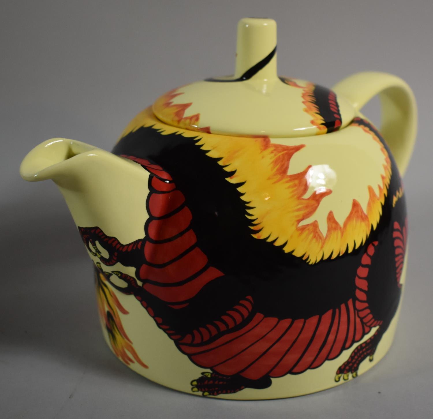 A Fire Dragon Teapot and Six Mugs by Leah Cotton 2008 - Image 2 of 3