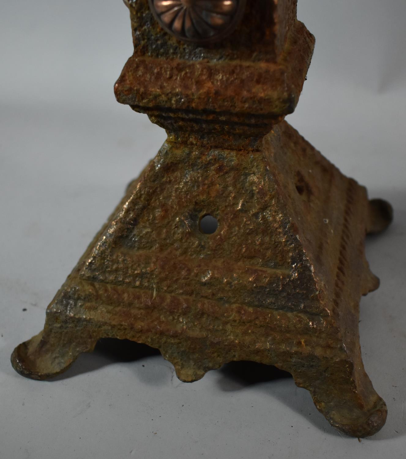 A Pair of Copper Mounted Cast Iron Andirons, Some Losses, 58cm high - Image 5 of 6