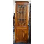 A Modern Yew Wood Double Freestanding Corner Cabinet, 64cm Wide