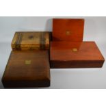 An Oak Canteen Box, Two Mahogany Examples and a Banded Inlaid Work Box for Full Restoration