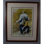 A Framed Limited Edition Keith Bowen Print of Shepherd with Dog