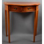 A Modern Reproduction Serpentine Fronted Two Drawer Side Table on Square Tapering Legs, 72cm Wide