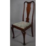 A Single Mahogany Framed Queen Anne Side Armchair