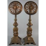 A Pair of Copper Mounted Cast Iron Andirons, Some Losses, 58cm high