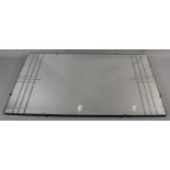 A Modern Rectangular Wall Mirror with Engraved Glass, 68cm Wide