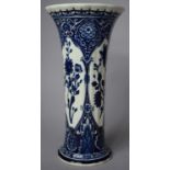 A Boch Blue and White Delft Vase of Tapering Form with Flared Neck and Foot Having Floral