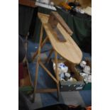 A Vintage Wooden Ironing Board and Tie Ironing Stand