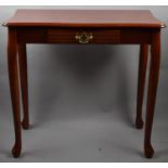 A Reproduction Hall Side Table with Single Drawer, Extended Cabriole Supports, 74cm Wide