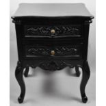 A Modern Ebonised Two Drawer Serpentine Front Chest, 49cm wide and 63cm High