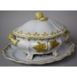 An Italian Lidded Tureen and Stand, 31cm Wide, Decorated with Vine Leaves