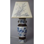 A Chinese Nanking Blue and White Vase Decorated with Dragons and Flaming Pearl Now Converted to