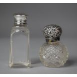 Two Silver Topped Small Scent Bottles with Birmingham Hallmarks