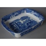 A Spode Blue and White Rectangular Oven to Table Dish, 38x39x6.5cms High