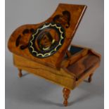 A Continental Olivewood Musical Jewellery Box in the Form of a Grand Piano. Playing Tristesse by