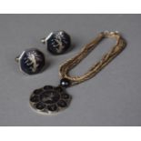 A Siam Silver Chain and Circular Fob Together with a Pair of Enamelled Silver Cufflinks, Stamped 925