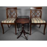 A Pair of Side Chairs with Regency Stripe Upholstery, Mahogany Wine Table and a Rectangular Table