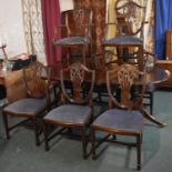 A Modern Mahogany Dining Room Suite Comprising Twin Pedestal Crossbanded Table with Single Leaf