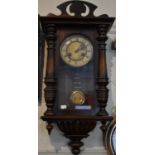A Vienna Style American Wall Clock with Half Pilaster Decoration, Working Order